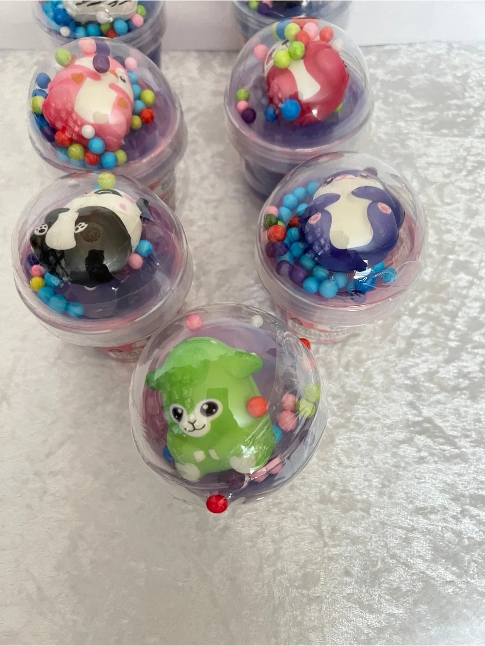 Lot of 7 Slime Sundae Party Favor Topped with Cuteness Squishy Animals Age 3+